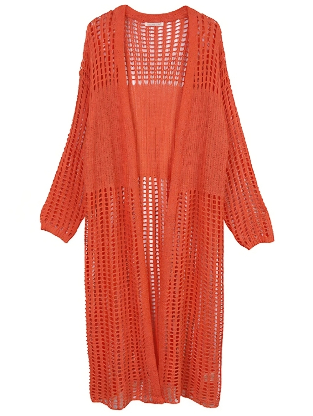 Do Everything in Love Orange Crochet Long Cardigan Size OS
